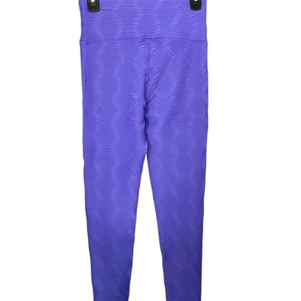 Mono B Bronze Blue/Purple High Intensity Work Out Ribbed Activewear Leggings SzS - Picture 7 of 11